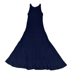 Polo Ralph Lauren Waffle Knit Maxi Dress Blue Sleeveless Tank A-Line Size XL
